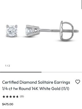 NEW Jared 14K White Gold 1/4 CTW Natural Diamond Stud Earrings GSI Certified
